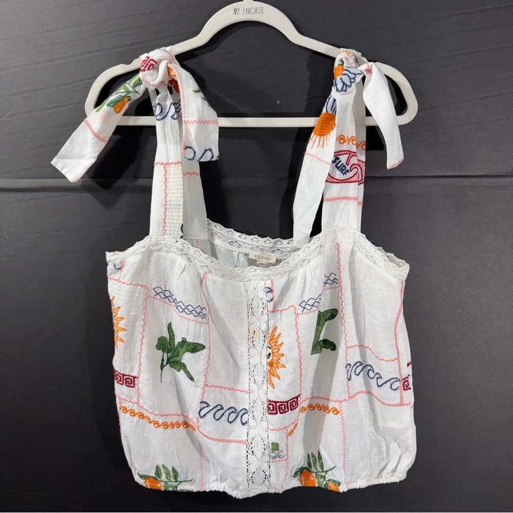 Pilcro Embroidered patchwork Crop Top - image 2